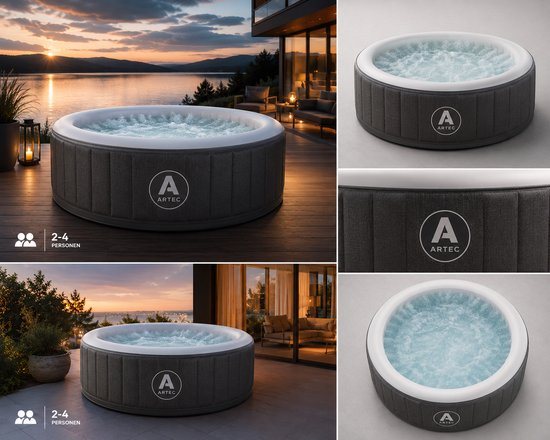 Artec Spa 4 persoons - Opblaasbare jacuzzi - Opblaasbaar bubbelbad - Verwarmde hottub met bubbels - Inclusief afdekzeil, ingebouwde pomp, filters en alle benodigde slangen