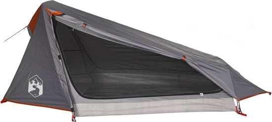 vidaXL - Tunneltent - 1-persoons - waterdicht - grijs - en - oranje