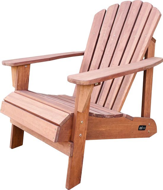 AXI Carmen Adirondack Stoel Coffee – Houten loungestoel met armleuningen – Hoge rugleuning - 90,5x78,4x93cm
