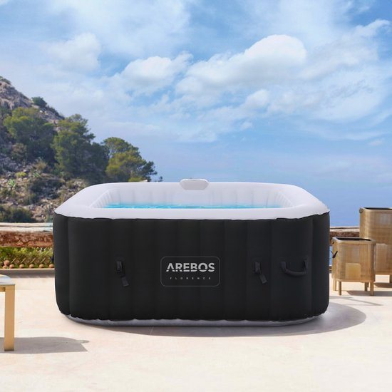 AREBOS Hottub voor Innen en Buiten - 4 Persoons - 130 luchtstralen - 154 x 154 cm - 600L - Opblaasbaar Bubbelbad Massage