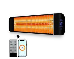Gologi Elektrische Terrasverwarmer - 2000W - Infrarood Heater - Bediening met App of Afstandsbediening - 87 x 16,5 cm - Muur Montage - Binnen en Buiten - Zwart