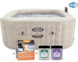 Intex PREMIUM PureSpa Chevron Deluxe Bubble Spa + Aquatural Care Set + WiFi - 4 pers