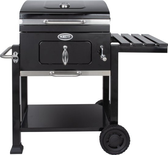 Boretti - Carbone 2.0 Houtskool barbecue - Grilloppervlak 57x42 - met verstelbaar kolenrek - gietijzeren rooster - zwart