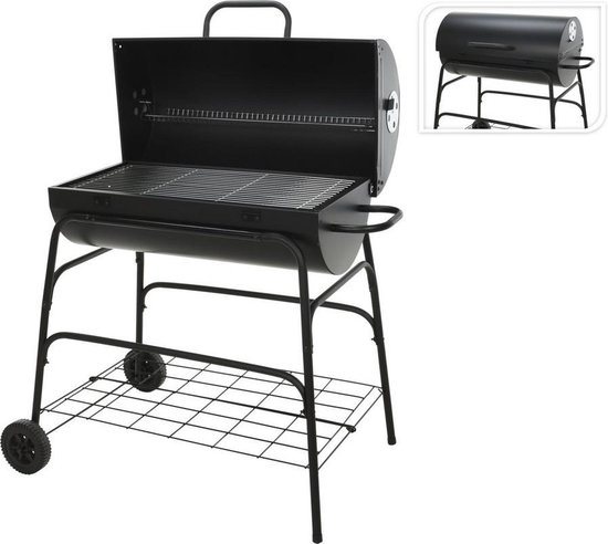 Bbq Verrijdbare Houtskoolbarbecue - Cilinder - 77 X H100Cm
