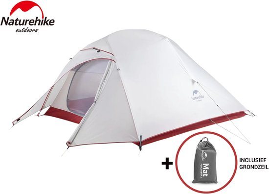 Naturehike Cloud Up 3 Upgraded – 3 persoons lichtgewicht tent – Waterdichte kampeertent – 20D 4000MM – Inclusief grondzeil – Outdoor trekking – Wit/Grijs