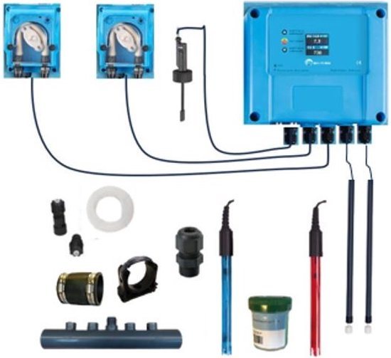 POOLTRONICS Automatisch pH & Chloor Doseersysteem Zwembad DISPLAY – Zwembad Waterbehandeling – pH Redox Controller – Automatische Dosering – Zelfbouwpakket Met Flow Switch / Level Switch