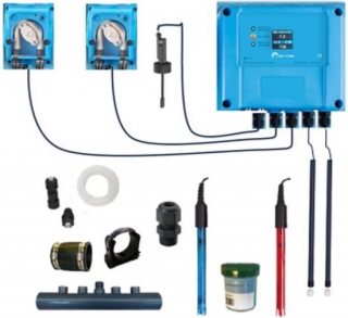 POOLTRONICS Automatisch pH & Chloor Doseersysteem Zwembad DISPLAY – Zwembad Waterbehandeling – pH Redox Controller – Automatische Dosering – Zelfbouwpakket Met Flow Switch / Level Switch
