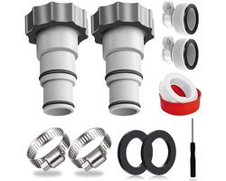 Zwembadslangadapterset - Zwembadpompslangconnector voor 1,5" en 1,25" slangen - Slangconversieadapter met klemring - Geschikt voor Intex-schroeffilterpompen - Voor accessoires voor bovengrondse zwembaden
