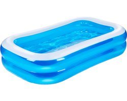Eddy Toys Opblaas Zwembad - Opblaasbaar Zwembad met Drainageplug en Reparatiepatch - Kinderbad en Peuterbad - 207 x 132 x 46 cm - Kinderzwembad - Opblaasbare Zwembaden - Blauw