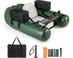 COSTWAY Opblaasbare vissersboot, rubberboot, visboot met rugleuning, pomp en riem, belyboat 100 kg belastbaar, peddelboot 157 x 114 x 35 cm