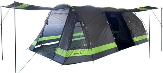 Skandika Kambo tunneltent voor 12 personen - Kampeertent met 2 slaapcabines voor 6 personen, waterdicht met 3000 mm waterkolom, 3 ingangen, zonneluifel, voortent | Familietent, kampeertent, outdoor