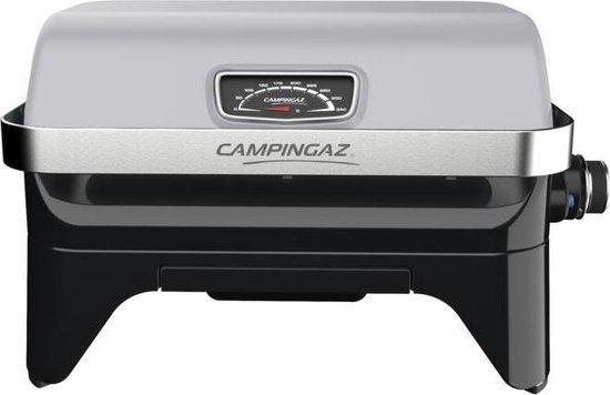 Campingaz Attitude 2go CV BBQ - Draagbare Gas barbecue - voorgemonteerde outdoor grill - werkt op een Campingaz ventielcartouche - tafel barbecue met ingebouwde thermometer - draagbare barbecue met vaatwasserbestendige onderdelen - grijs/zwart