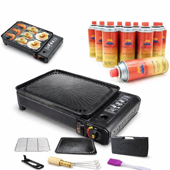 SMH LINE® Party Grill - Incl. 10x Gasflessen - Camping Grill - Camping kooktoestel - Safari Chef