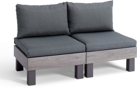 Keter Signature Elements 2-zits Loungebank - met groene kussens - Cappuccino/Ashwood