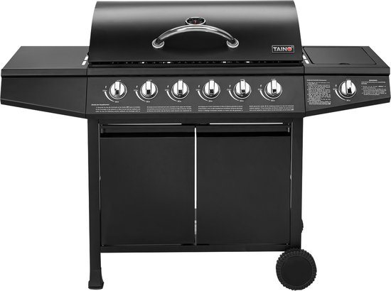 TAINO BASIC 6+1 gasbarbecue - BBQ GRILL CAR 4 RVS branders zijbrander TÜV Grill