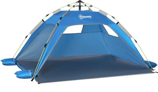 Outsunny Strandtent Polyester 220L x 173B x 120H cm Hemelsblauw