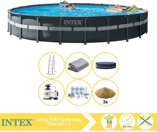 Intex Ultra XTR Frame Zwembad - Opzetzwembad - 732x132 cm - Inclusief Onderhoudspakket en Filterzand