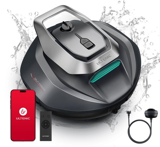 Zwembadrobot draadloos Ultenic Pooleco PL10S, Poolroboter-accu met 3 motoren, 90 min, 80 m², afstandsbediening en app-bediening, automatisch parkeren, geschikt voor alle soorten zwembadoppervlakken, draadloze zwembadreiniger
