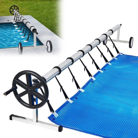 Aufun Zwembadhaspel voor Zonnefolie of Plannen Zwembad Zwembadopwinder 3-5,70m, inclusief montage en wielen