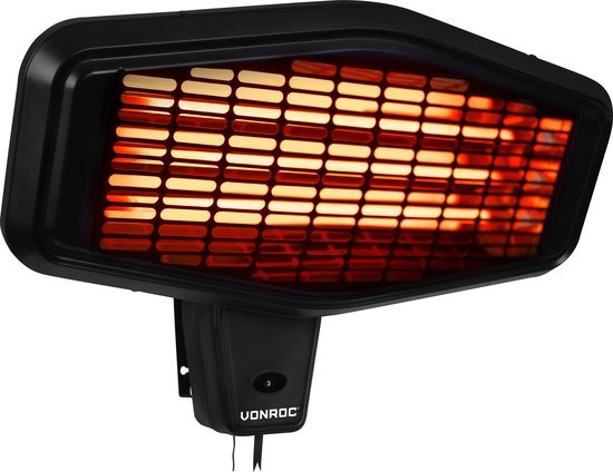 VONROC Sfeervolle terrasverwarmer – Amiata 2200W – Krachtige infraroodlamp – 3 warmteniveaus – Voor muur montage