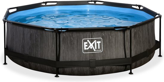 EXIT Black Wood zwembad ø300x76cm met filterpomp - zwart
