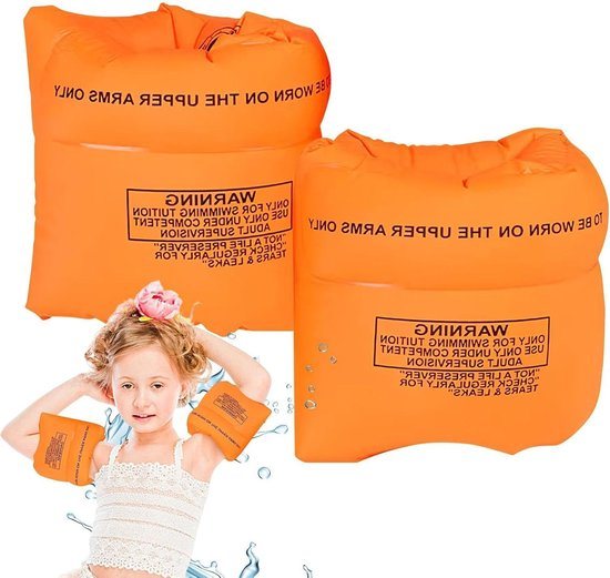 Opblaasbare zwemvleugels - Zwembandjes arm - Veilig zwemmen - Twee luchtkamers - 19 x 24 cm - Oranje