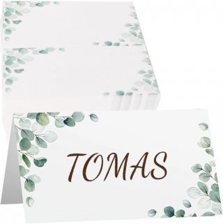 40 Stuks Plaatskaartjes - Bladeren Tafelkaartjes - Witte En Groene Gevouwen Tafelkaartjes Voor Kerstdiners - Verjaardagsfeesten En Bruiloftsdecoraties
