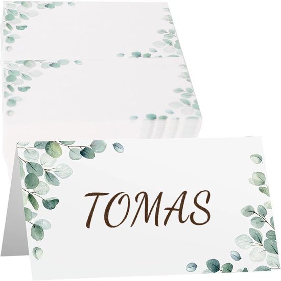 40 Stuks Plaatskaartjes - Bladeren Tafelkaartjes - Witte En Groene Gevouwen Tafelkaartjes Voor Kerstdiners - Verjaardagsfeesten En Bruiloftsdecoraties