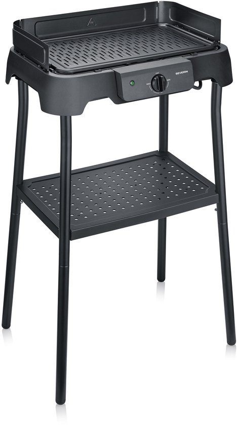 Severin PG 8596 Tafelgrill met Voet – 2000 W – Aluminium Grillplaat – Glad & Geribbeld – Zwart