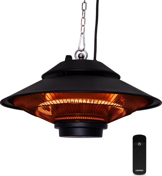 VONROC Terrasverwarmer Albano 1500W - Heater - Hangend - Infrarood - Incl. afstandsbediening
