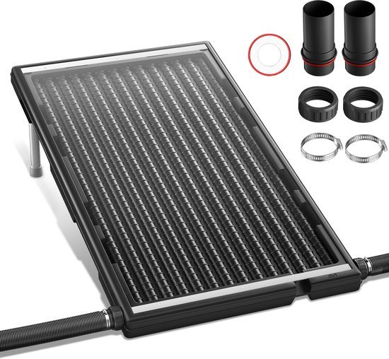 Aufun 110x69x14 cm zonnecollector voor zwembaden, zwembadverwarming, zonneverwarming, in hoogte verstelbaar, 38 mm aansluiting, warmwaterboilers, zonnemat