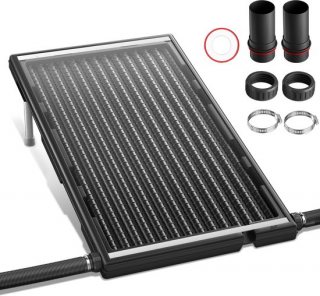 Aufun 110x69x14 cm zonnecollector voor zwembaden, zwembadverwarming, zonneverwarming, in hoogte verstelbaar, 38 mm aansluiting, warmwaterboilers, zonnemat