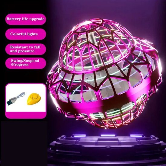 Vliegende bol, draaiende bal, kosmische lichtgevende boemerang-zweefbal, coole verjaardagscadeaus voor jongens, meisjes en tieners van 6, 7, 8, 9, 10 jaar en ouder, voor binnen en buiten (Paars)