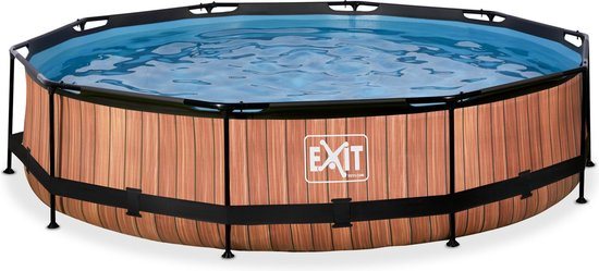 EXIT Wood Frame Zwembad ø360 - Opzetzwembad - met Filterpomp - Rond - Bruin