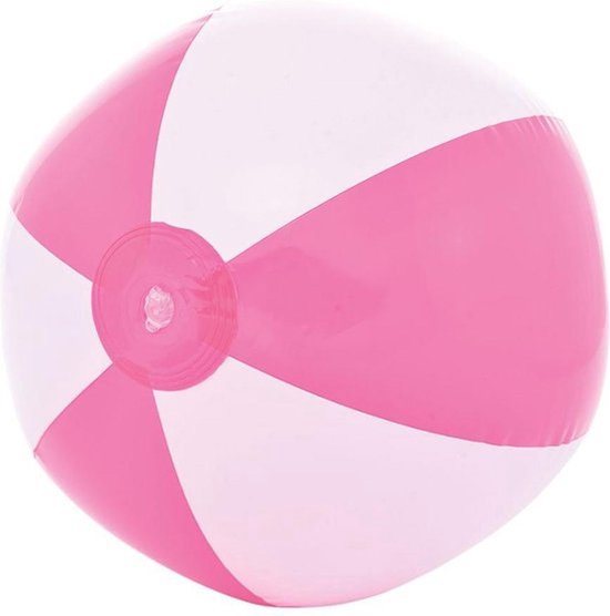 Benza Opblaasbare Strandbal Roze en Wit 50 cm