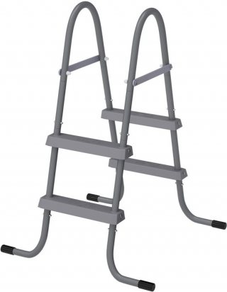 Dubbele Opstap Trap met Leuning 2 Treden - Vrijstaand & Antislip - Stevige Metalen Trap voor Tuin, Terras of Thuis & Zwembad - Belastbaar tot 130 kg
