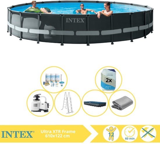 Intex Ultra XTR Frame Zwembad - Opzetzwembad - 610x122 cm - Inclusief Onderhoudspakket en Filterzand