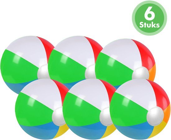 Travelhawk Opblaasbare Strandbal - Set van 6 - Opblaasbaar - Strandballen - PVC - Leuk Voor Zwembad - Buitenspeelgoed