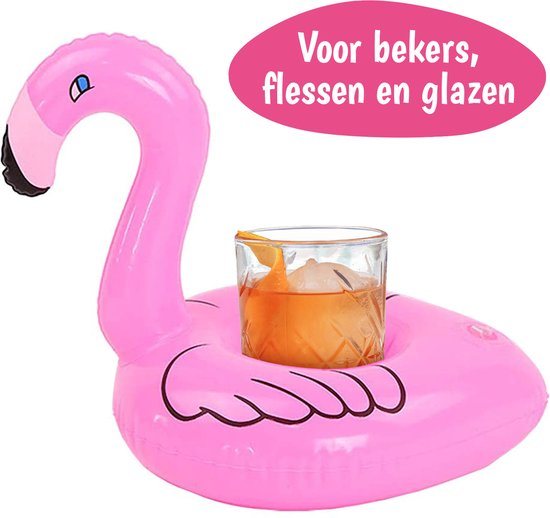 Opblaas Bekerhouder – Flamingo – Opblaasbaar – Strand en Badkamer – Zwembad Accessoires - Drijvende Drankhouder – Opblaasfiguur Flessenhouder – Spa Bar Houder – Jacuzzi Accessoires – Bekers en Glazen - Roze - 1 Stuk