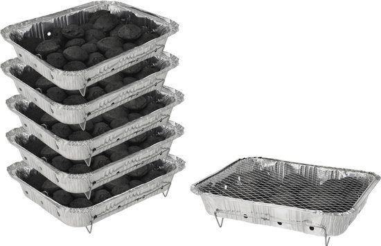 Wegwerp Barbecue met Houtskool – 5 Stuks – Instant BBQ voor Camping, Balkon of Picknick – Inclusief Rooster – Barbecue Accessoires – BBQ Kopen