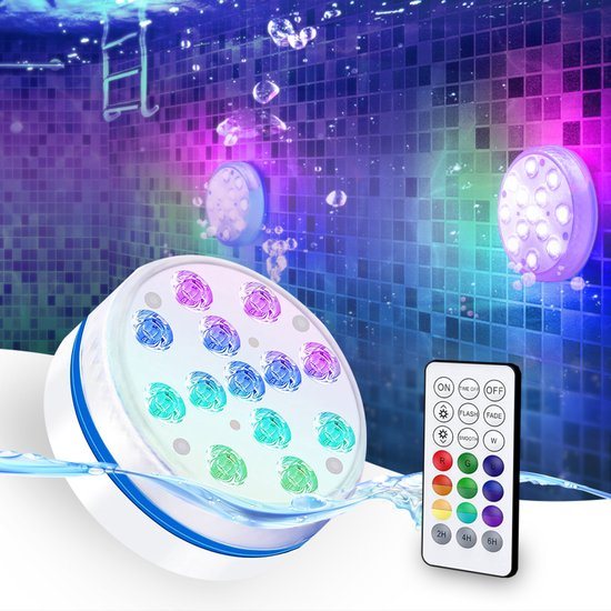 KENN® Zwembadverlichting – LED Onderwater Verlichting – IP68 Waterdicht – 16 Kleuren – Met Afstandsbediening, Magneten & Zuignappen – Zwembadlamp voor Zwembad, Jacuzzi, Vijver & Bad - Waterverlichting - Vijververlichting