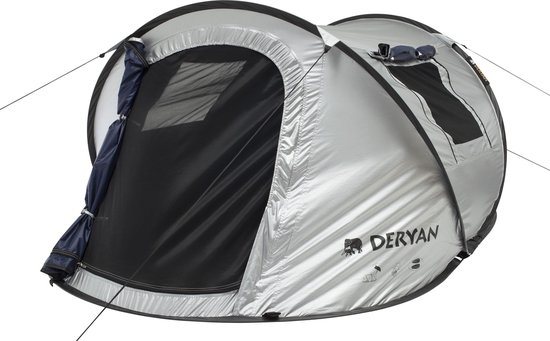 Deryan Dome Pop Up Tent - 2 pers. - 2000MM Waterkolom - UV50+ - Zilver