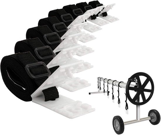 24-delige Set - Solar Cover Reel Strap Kit voor In-Ground Pools - inclusief 10 Nylon Banden, 10 Klemplaten, 10 Gespen - Bevestigingsset voor Zwembad-zonnehaspels - Zonnehaspelriemen - Zwembadaccessoires