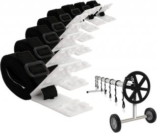 24-delige Set - Solar Cover Reel Strap Kit voor In-Ground Pools - inclusief 10 Nylon Banden, 10 Klemplaten, 10 Gespen - Bevestigingsset voor Zwembad-zonnehaspels - Zonnehaspelriemen - Zwembadaccessoires
