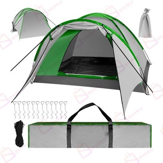Nevada 4-Persoons Koepeltent met Voortent – Waterdicht 5000 mm – 320x200x140 cm – Lichtgewicht Camping Tent – Inclusief Draagtas – 50085