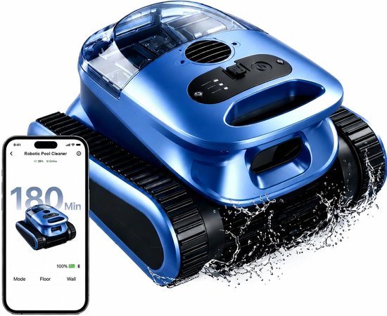 EVERCROSS BOT zwembadreinigingsrobot, voorste hogesnelheids-hoofdborstel + standaard achterste hulpborstel, intelligente 3-modus reiniging via APP, muur- en waterlijnreiniging, zwembadstofzuiger geschikt voor zwembaden tot 200㎡