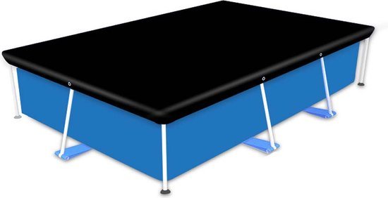 Zwembad afdekzeil-zwembadafdekking-Zwembadafdekking voor rechthoekige zwembaden van 221 x 150 cm-duurzame zwarte zwembadafdekking-bescherming tegen vuil en zonlicht