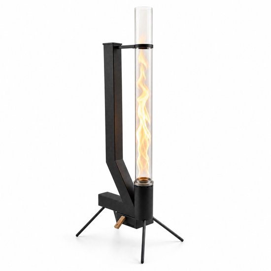 HEAT Pellet Terrasverwarmer Hollum - Pellethaard Buiten - 2.5 kW - Inclusief Glazen Buis & Aslade - Zwart - 150 cm