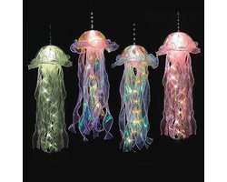 4 Stuks Zwevende Kwal Lampen - Hangende Lichtgevende Decoratie in Blauw, Paars en Roze - Oplaadbare Sfeerlichten voor Feestjes en Meisjes