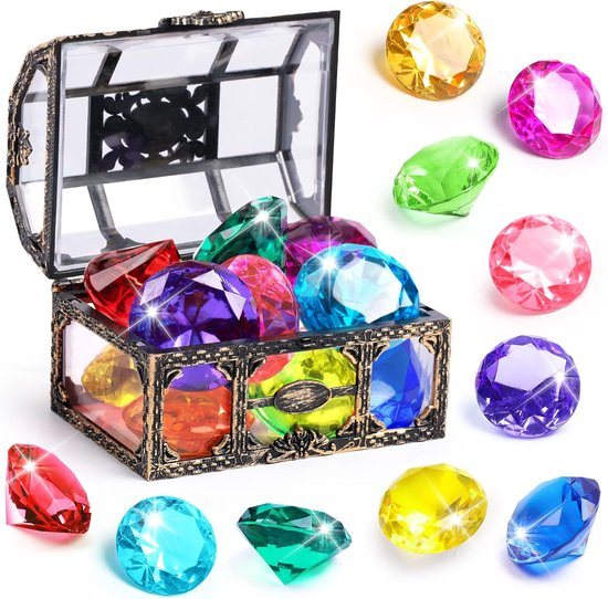 10 stuks duikdiamanten - 4 cm - met schatkist - zwembad